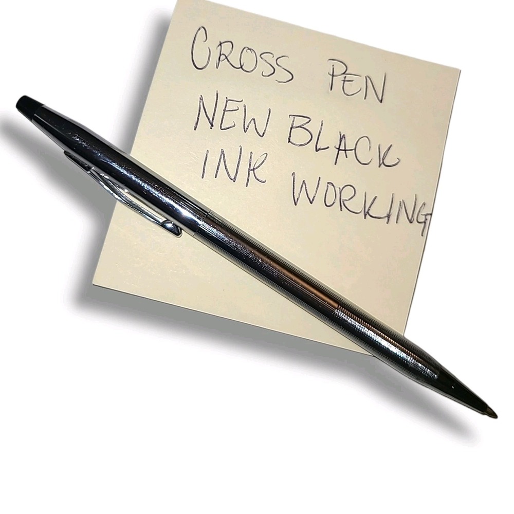 Cross Century Chrome Ballpoint Pen Black Ink USA Working Twist Action Silver